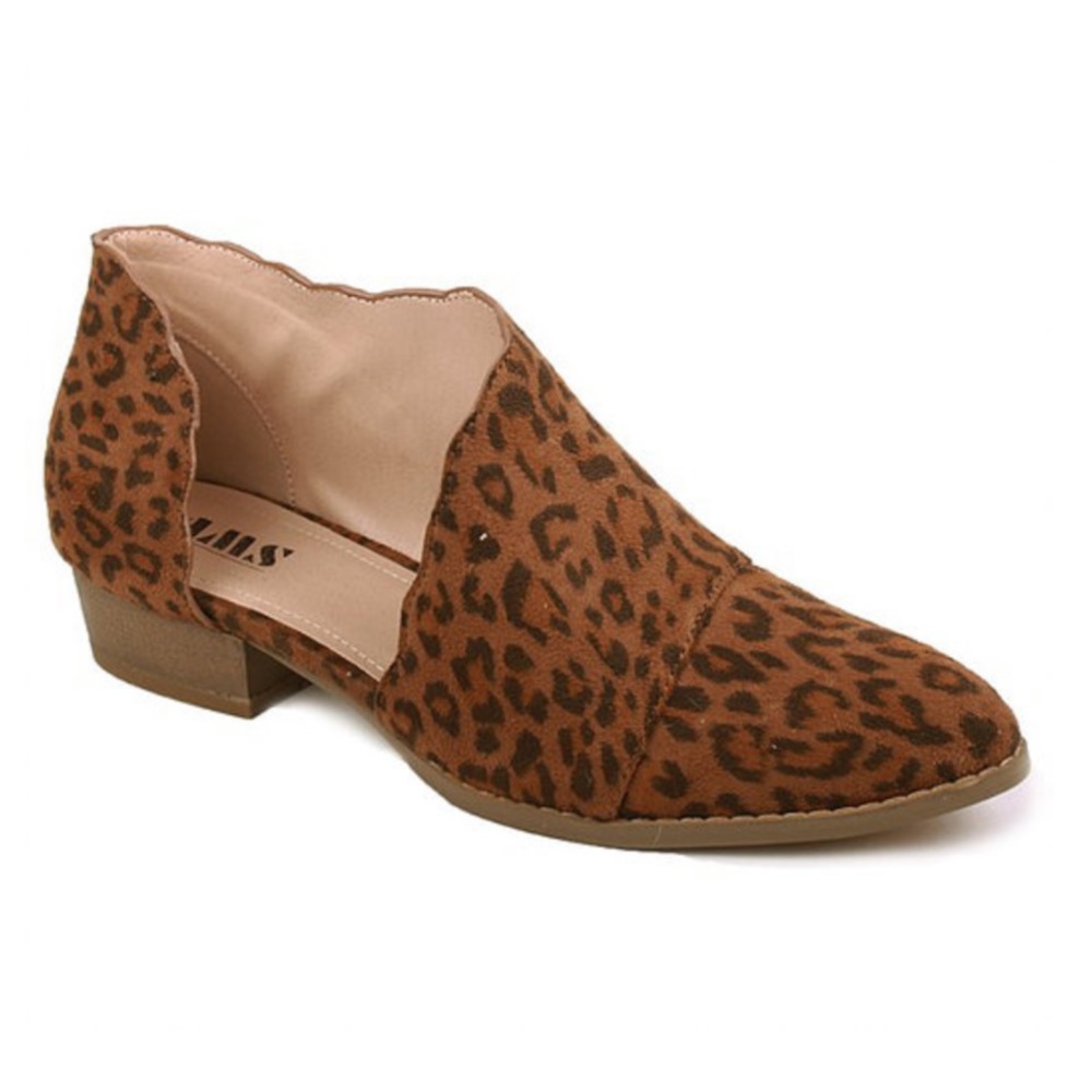 Leopard Bootie with Side Cut Outs